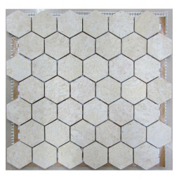 Hexagon Travertine 48 Мозаика из травертина Философия мозаики 300x300 мм